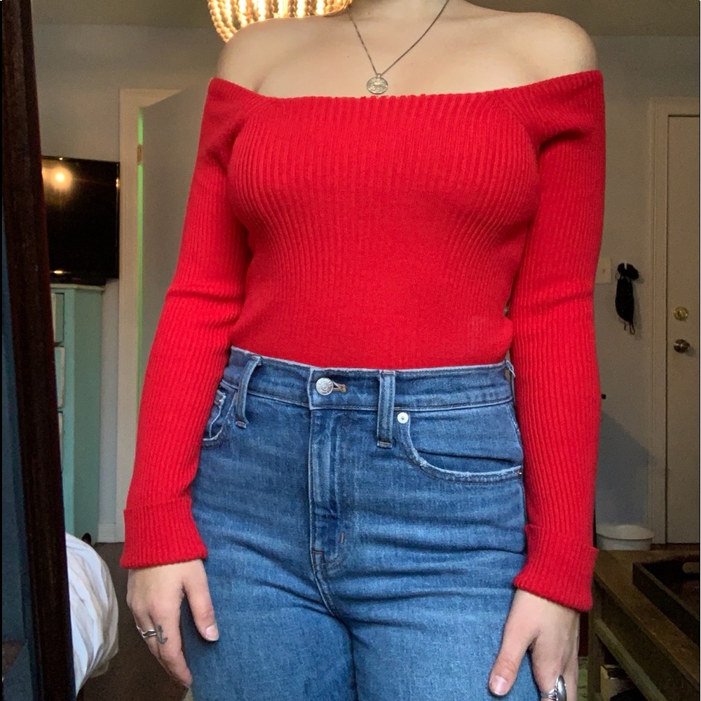 Superdry off shoulder red sweater